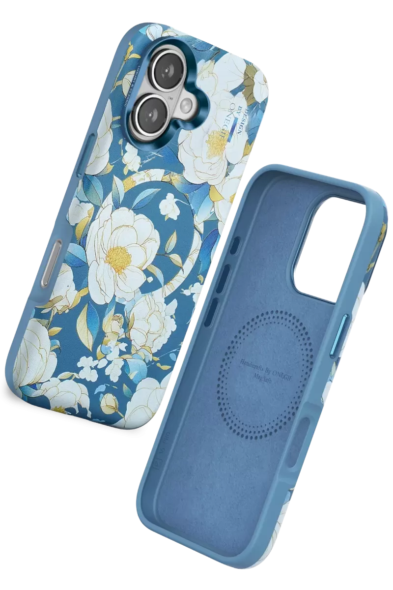 Onegif Apple iPhone 16 Flower Series Magsafe Kapak - Mavi
