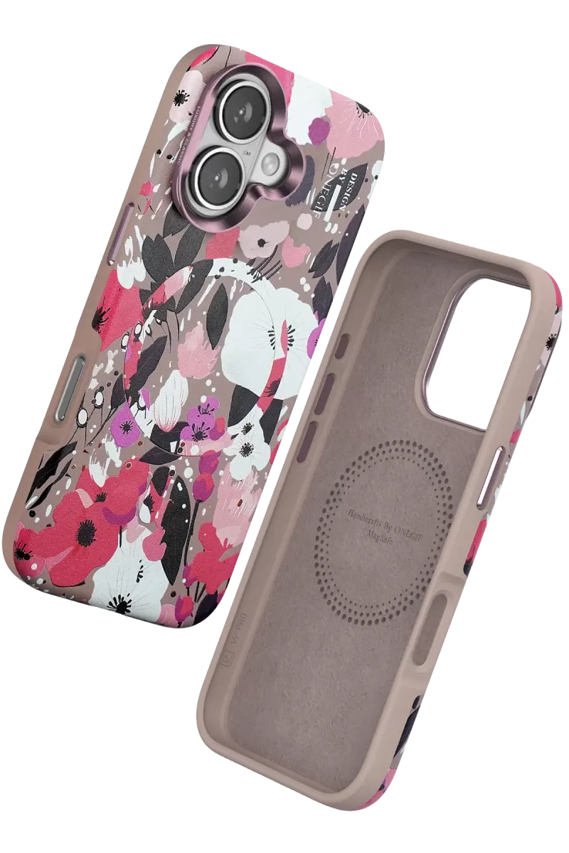 Onegif Apple iPhone 16 Flower Series Magsafe Kapak - Pembe