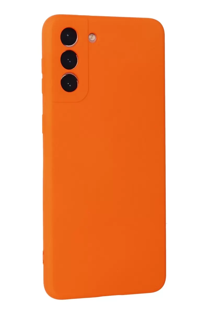Newface Samsung Galaxy S21 Plus Kılıf Nano içi Kadife Silikon - Turuncu