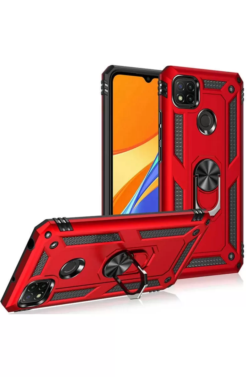 Newface Xiaomi Redmi 9C Kılıf Sofya Yüzüklü Silikon Kapak - Rose