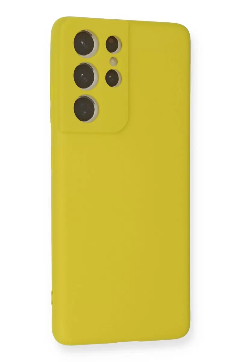 Newface Samsung Galaxy S21 Ultra Kılıf Nano içi Kadife Silikon - Sarı