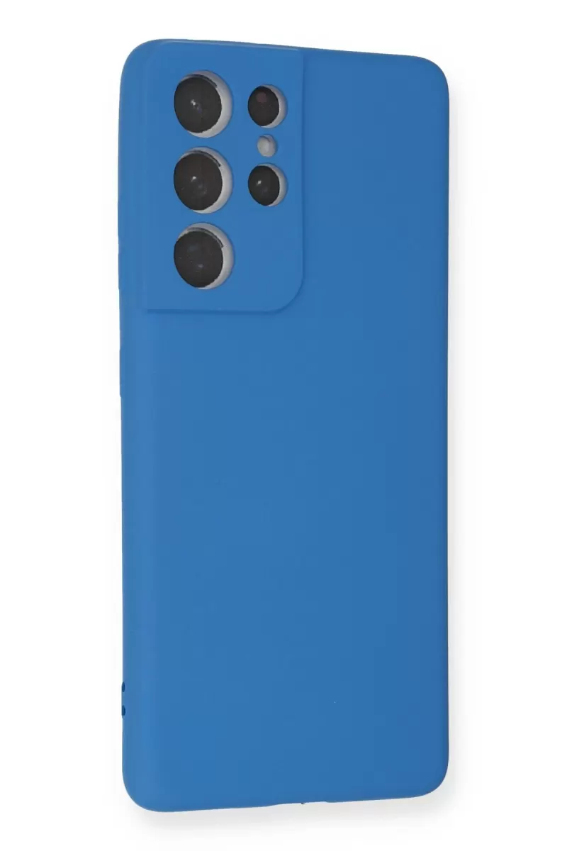 Newface Samsung Galaxy S21 Ultra Kılıf Nano içi Kadife Silikon - Mavi