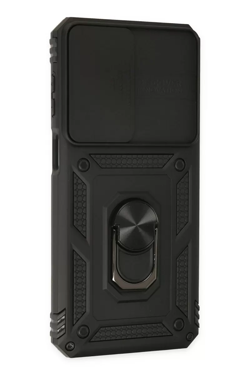 Newface Samsung Galaxy M33 Kılıf Pars Lens Yüzüklü Silikon - Siyah