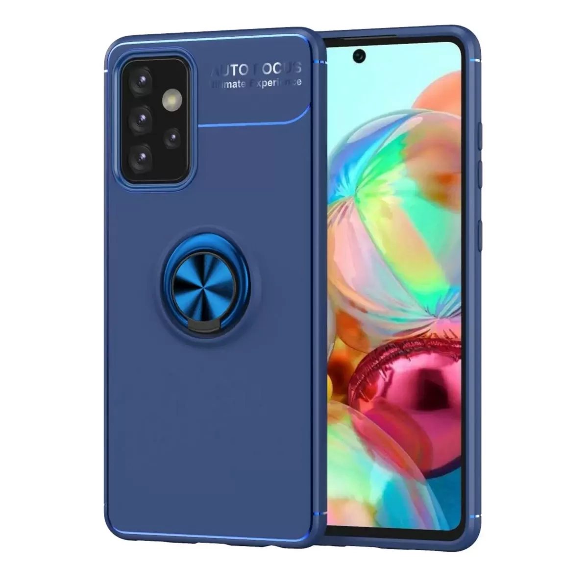 Newface Samsung Galaxy A72 Kılıf Range Yüzüklü Silikon - Mavi