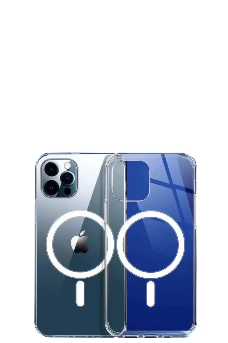 Newface Apple iPhone 12 Pro Max Kılıf Magneticsafe Şeffaf Silikon - Şeffaf