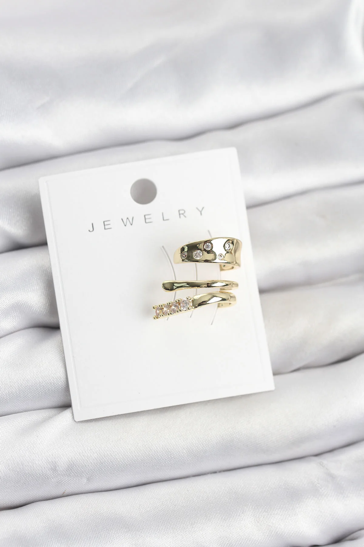 Gold Renk Zirkon Taşlı Pirinç Kıkırdak Küpe