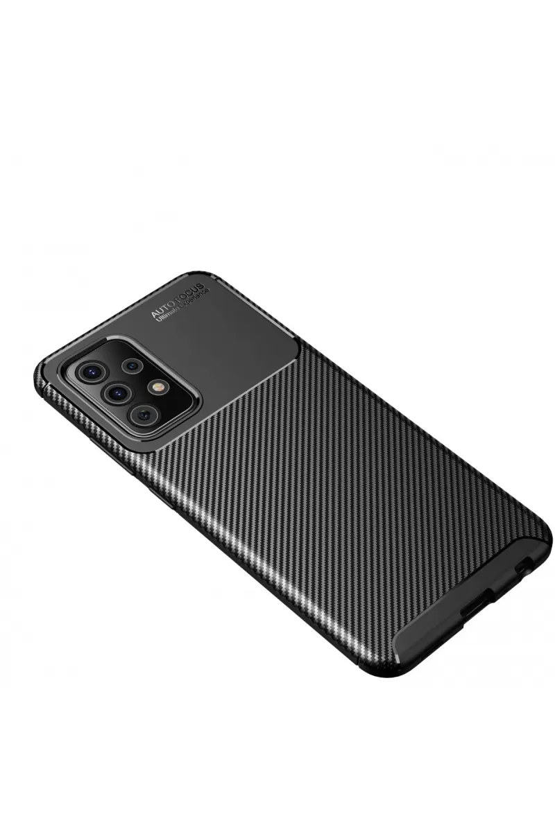 Newface Samsung Galaxy A72 Kılıf Auto Focus Karbon Kapak - Siyah