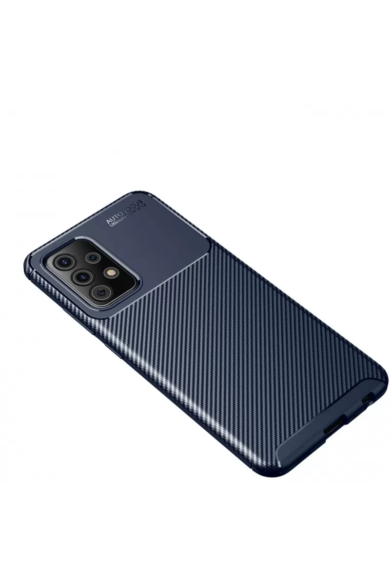 Newface Samsung Galaxy A72 Kılıf Auto Focus Karbon Kapak - Lacivert