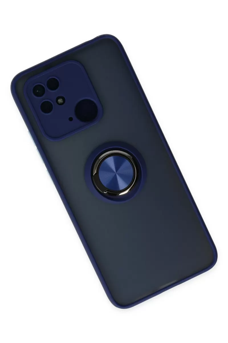 Newface Xiaomi Redmi 10C Kılıf Montreal Yüzüklü Silikon Kapak - Lacivert