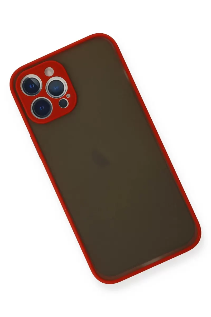 Newface Apple iPhone 12 Pro Max Kılıf Montreal Silikon Kapak - Kırmızı