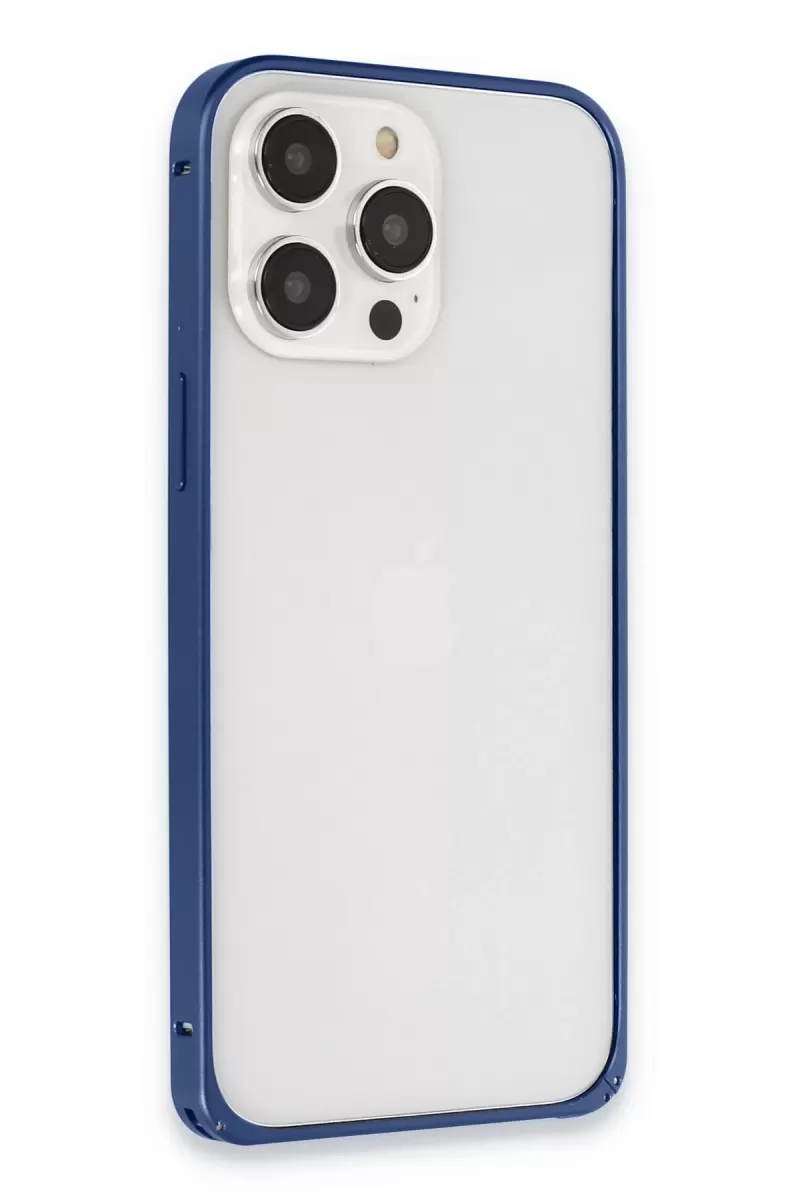 Joko Apple iPhone 15 Pro Metal Bumper Mat Kapak - Lacivert