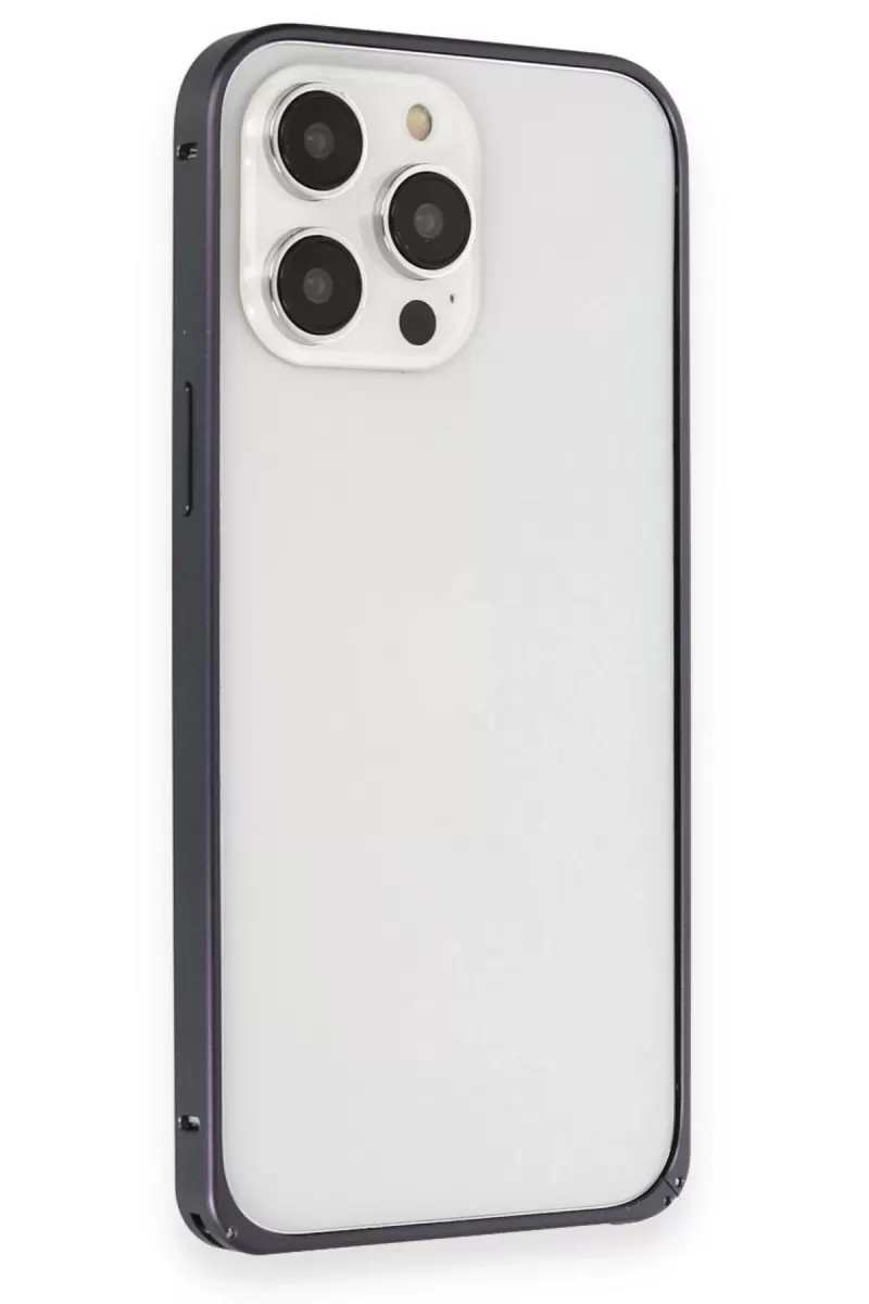 Joko Apple iPhone 15 Pro Max Kılıf Metal Bumper Magneticsafe Kapak - Lacivert