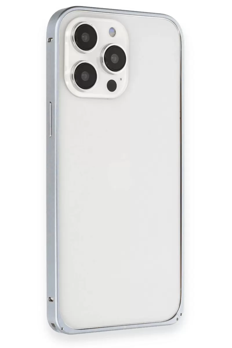 Joko Apple iPhone 15 Pro Max Kılıf Metal Bumper Magneticsafe Kapak - Gri