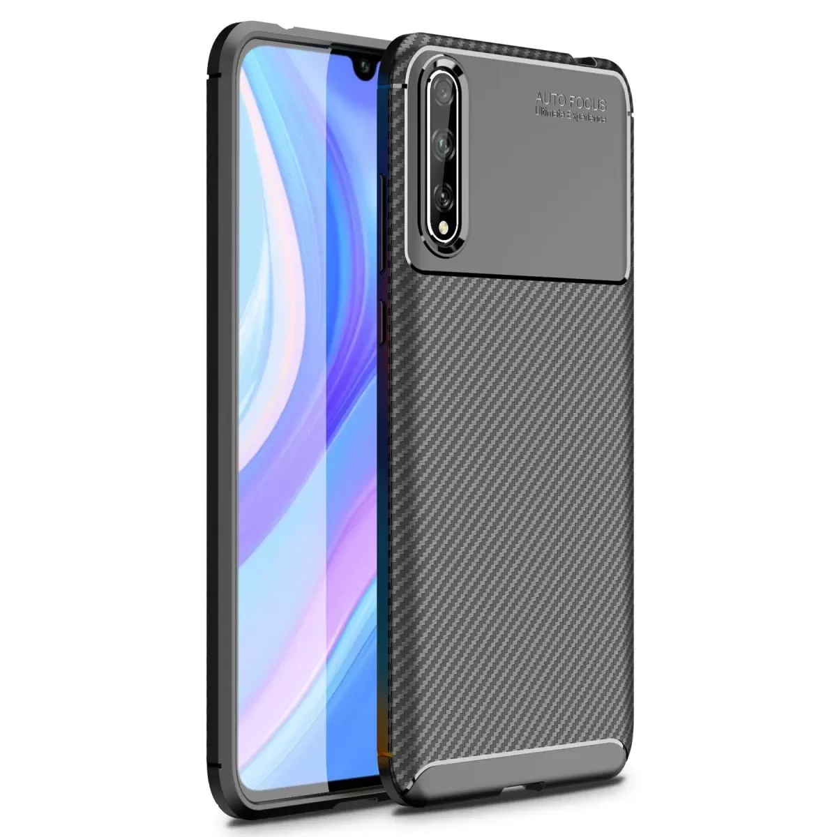 Newface Huawei P Smart S Kılıf Auto Focus Karbon Kapak - Siyah