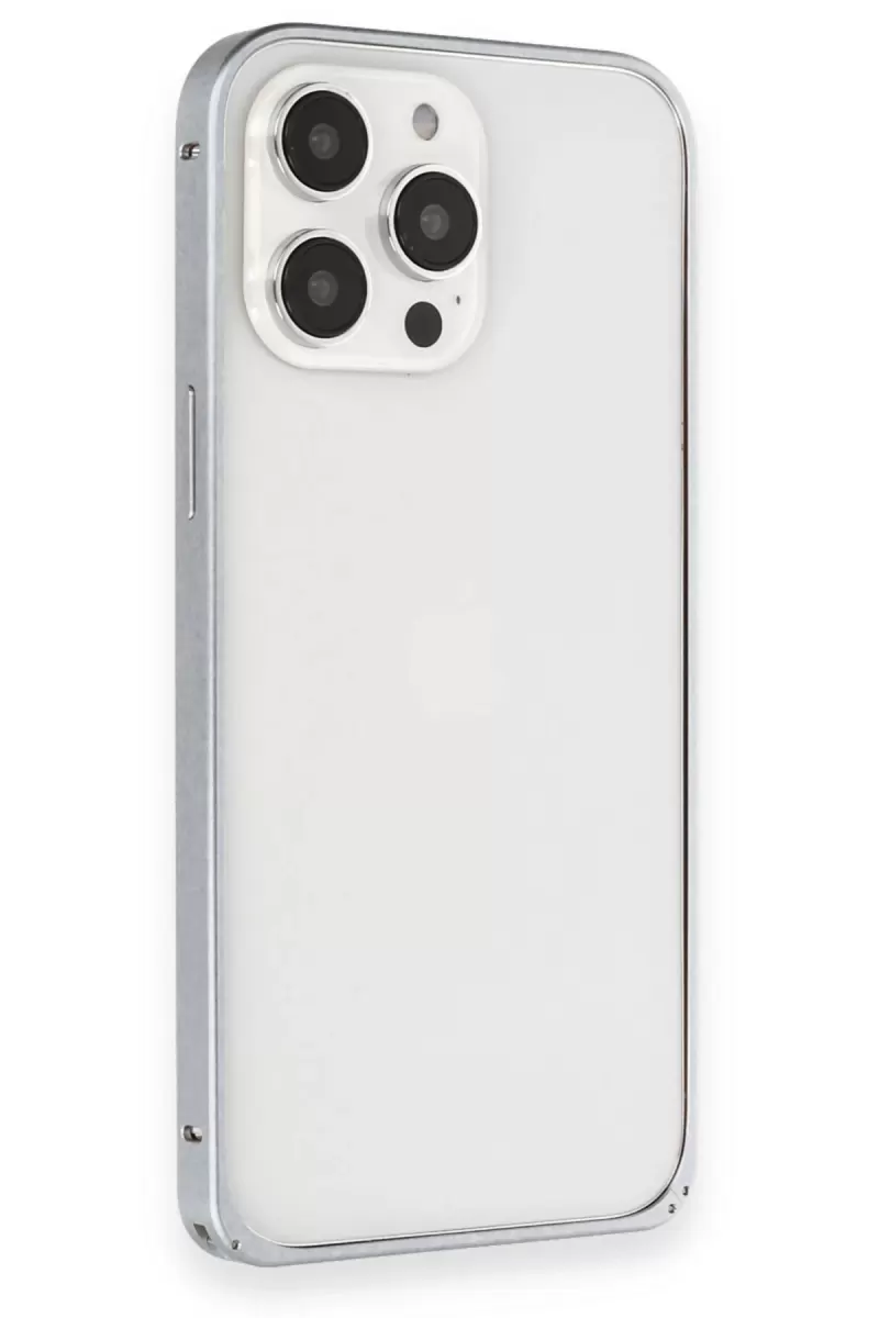 Joko Apple iPhone 15 Pro Max Metal Bumper Mat Kapak - Gri