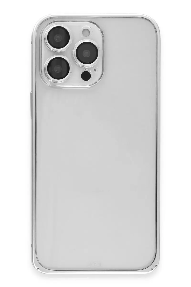 Joko Apple iPhone 15 Pro Max Metal Bumper Mat Kapak - Gümüş
