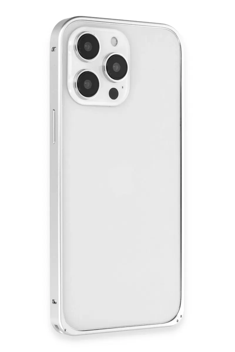 Joko Apple iPhone 15 Pro Max Metal Bumper Mat Kapak - Gümüş
