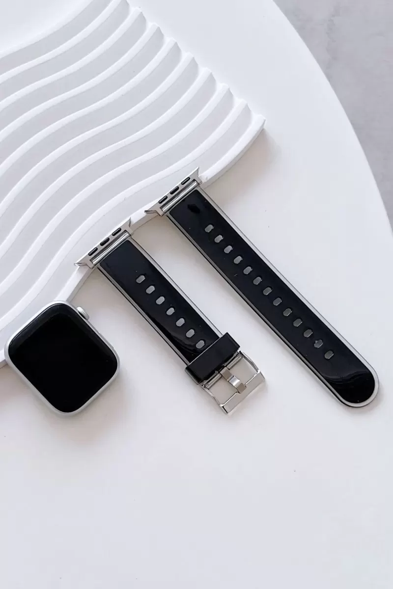 Movenchy Apple Watch 45mm Jelly Silikon Kordon - Siyah