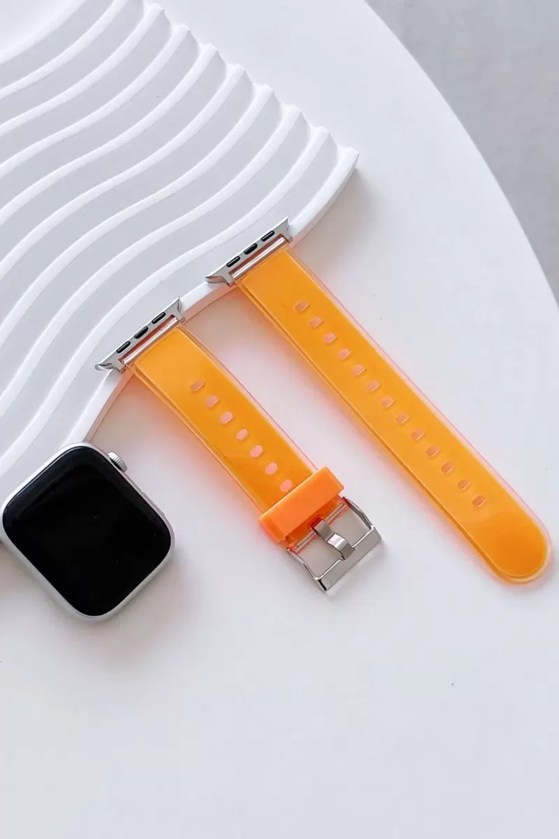 Movenchy Apple Watch 45mm Jelly Silikon Kordon - Turuncu