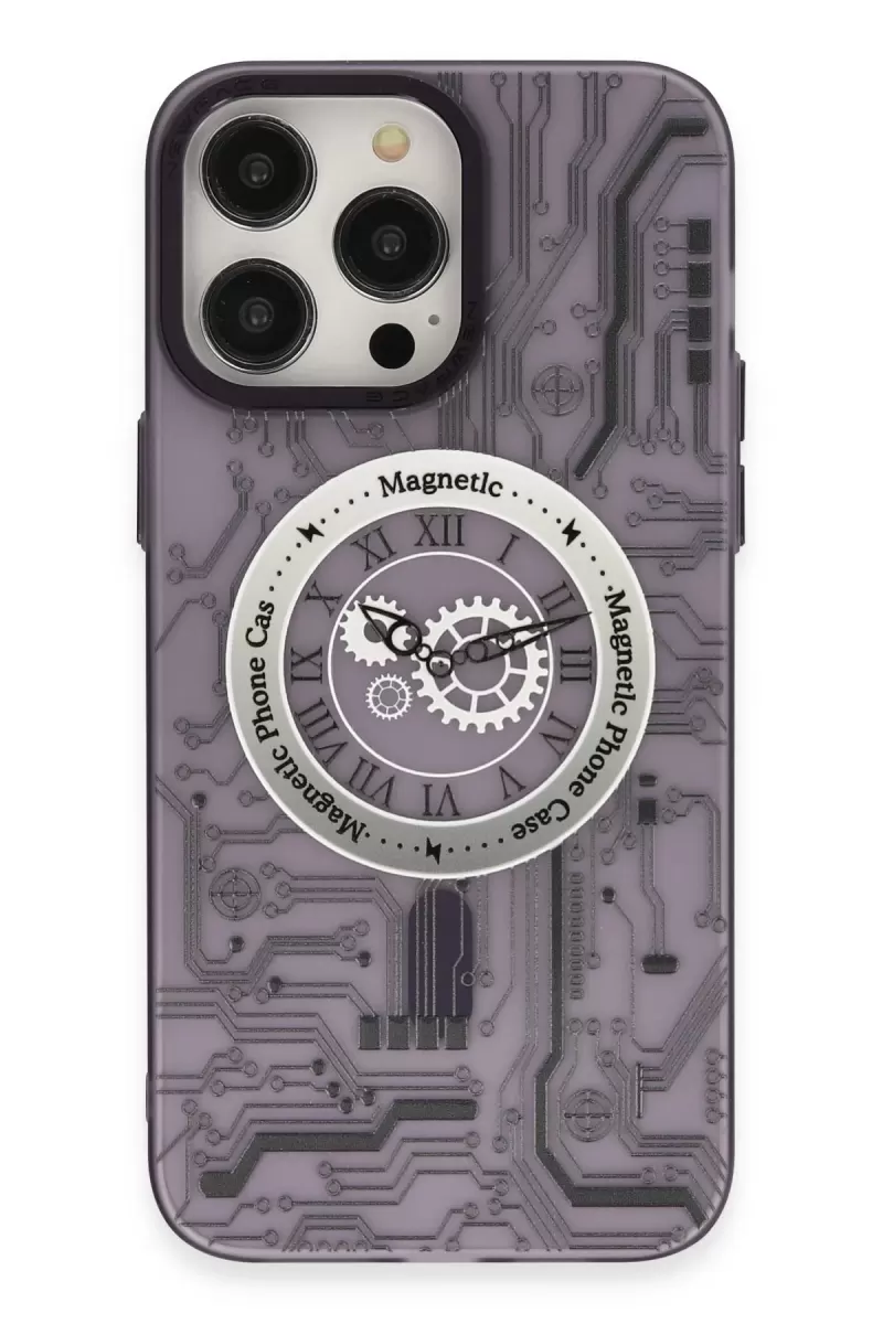 Newface Apple iPhone 14 Pro Kılıf Apollo Magneticsafe Desenli Kapak - Apollo Mor - 5