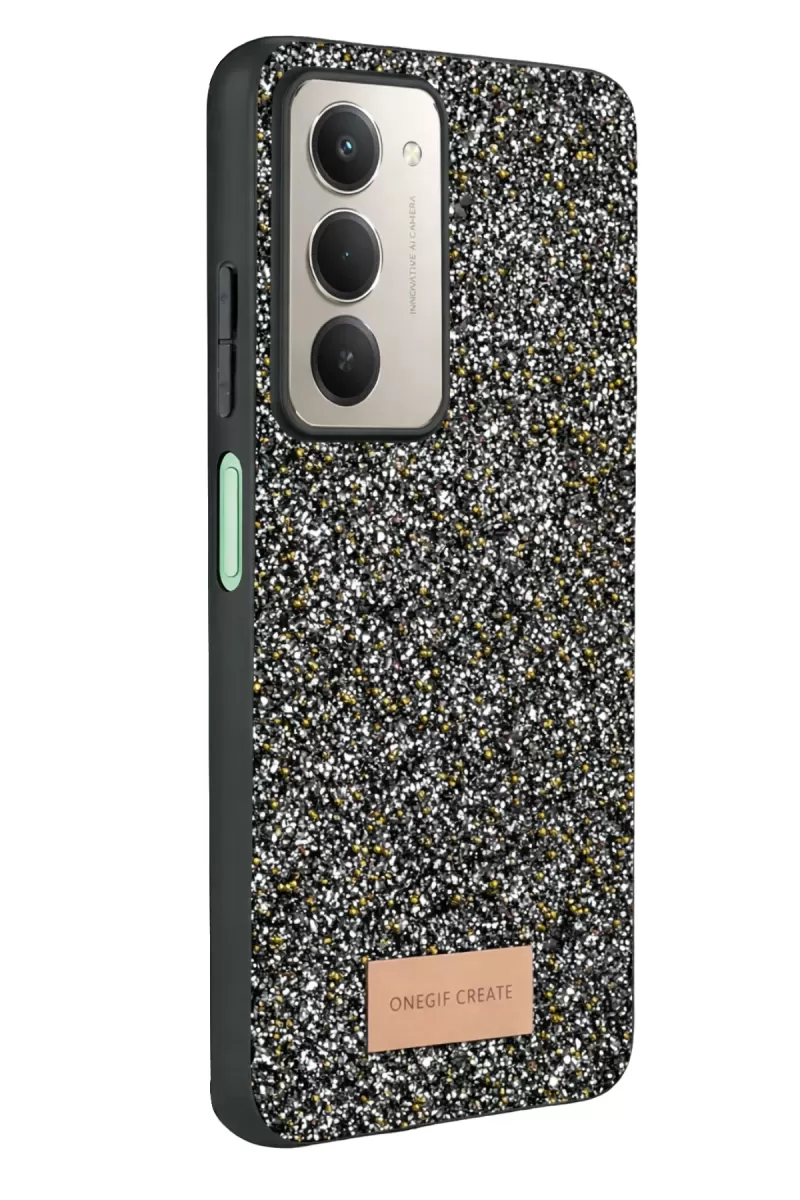 Onegif Xiaomi Redmi 15 4G Bright Simli Kapak - Gold