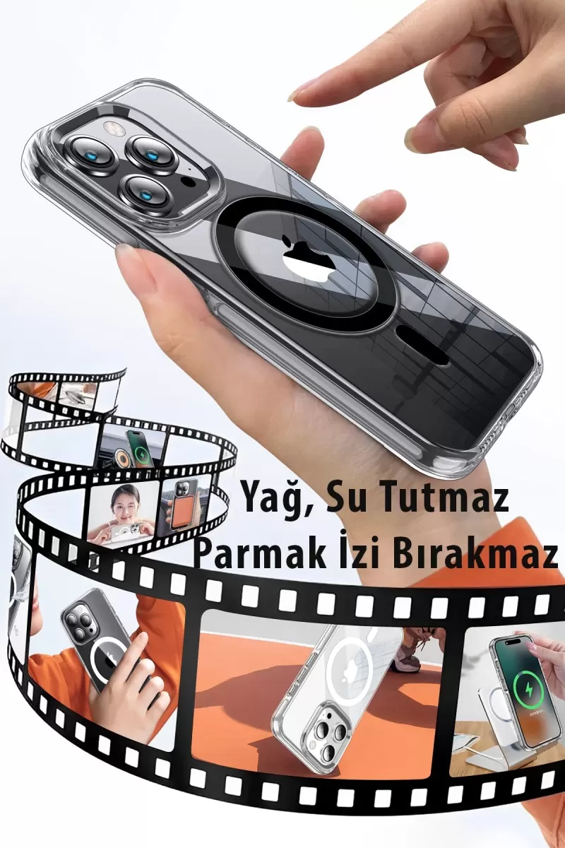 Joko Apple iPhone 15 Pro Max Kılıf Crystal Magsafe Kapak - Şeffaf