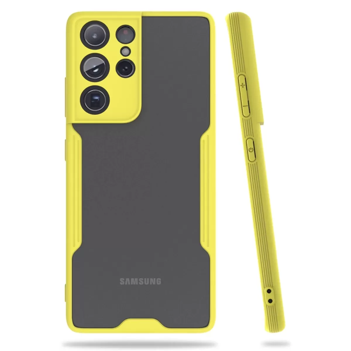 Newface Samsung Galaxy S21 Ultra Kılıf Platin Silikon - Sarı