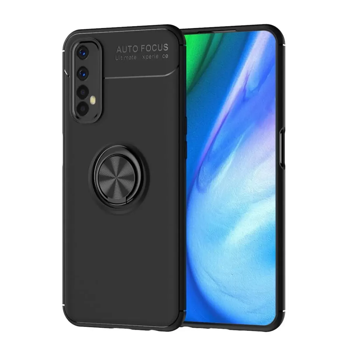 Newface Realme 7 Kılıf Range Yüzüklü Silikon - Siyah