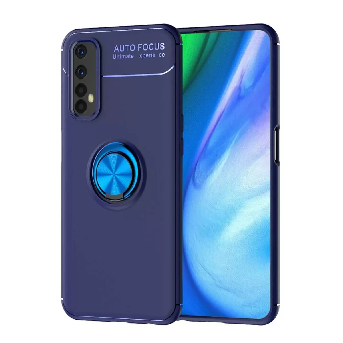 Newface Realme 7 Kılıf Range Yüzüklü Silikon - Mavi