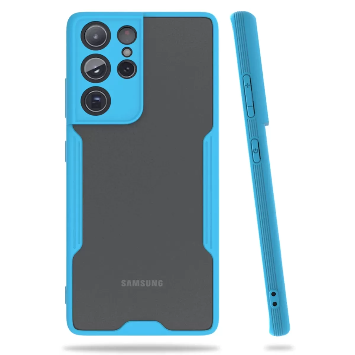 Newface Samsung Galaxy S21 Ultra Kılıf Platin Silikon - Mavi