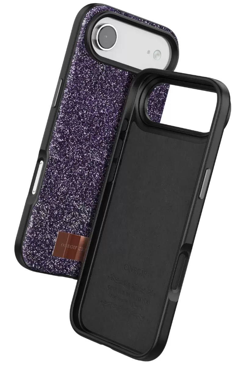 Onegif Apple iPhone 17 Air Bright Simli Kapak - Derin Mor