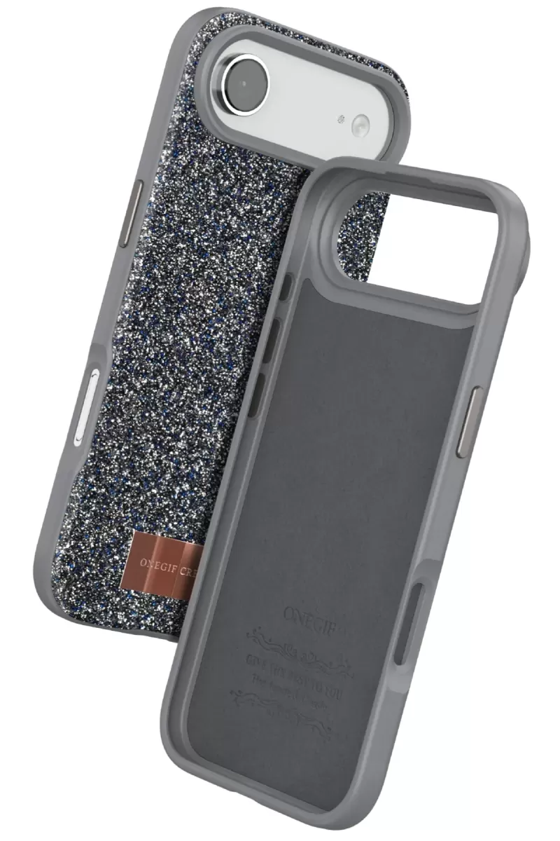 Onegif Apple iPhone 17 Air Bright Simli Kapak - Gümüş