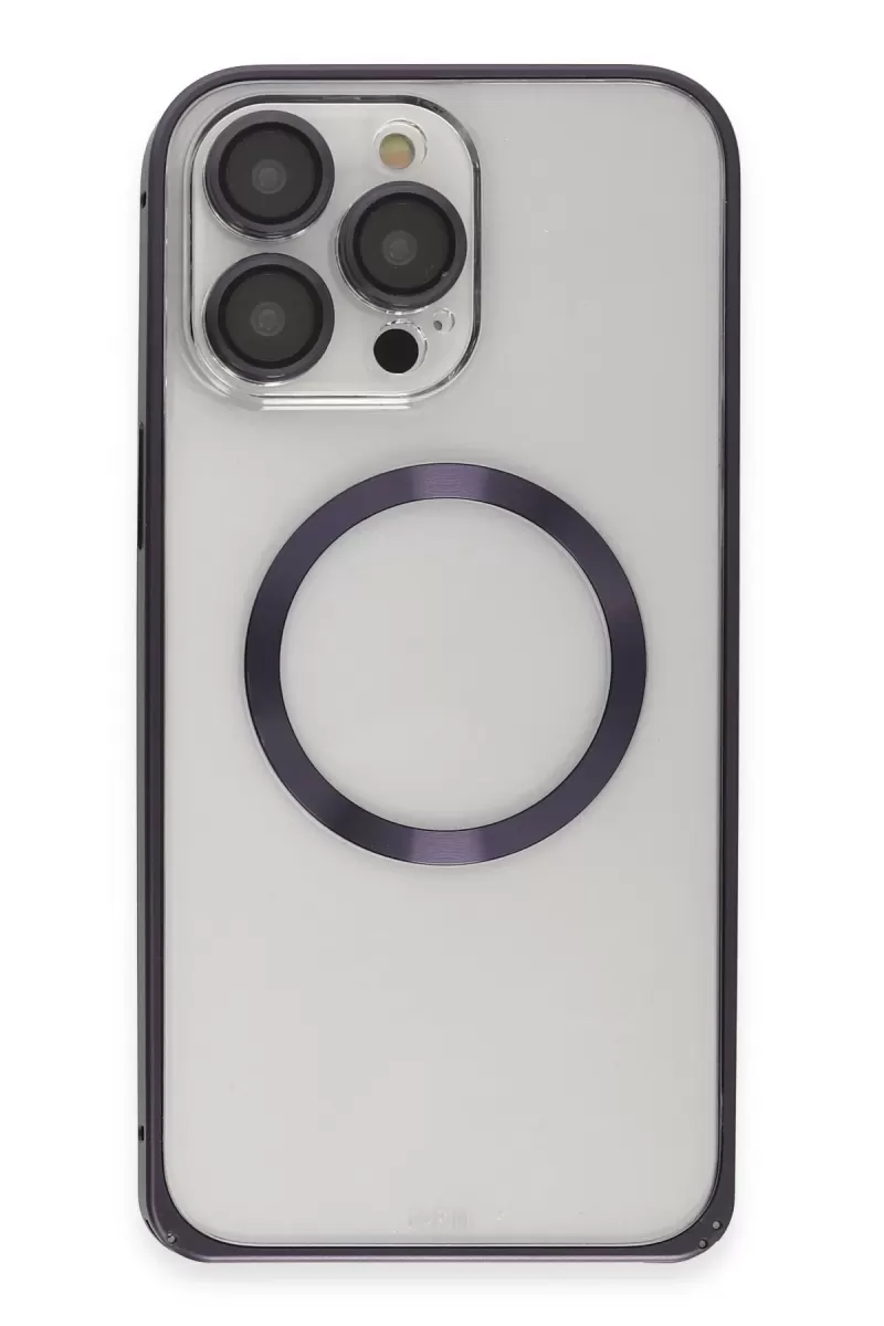 Joko Apple iPhone 14 Pro Kılıf Metal Bumper Magneticsafe Kapak - Derin Mor