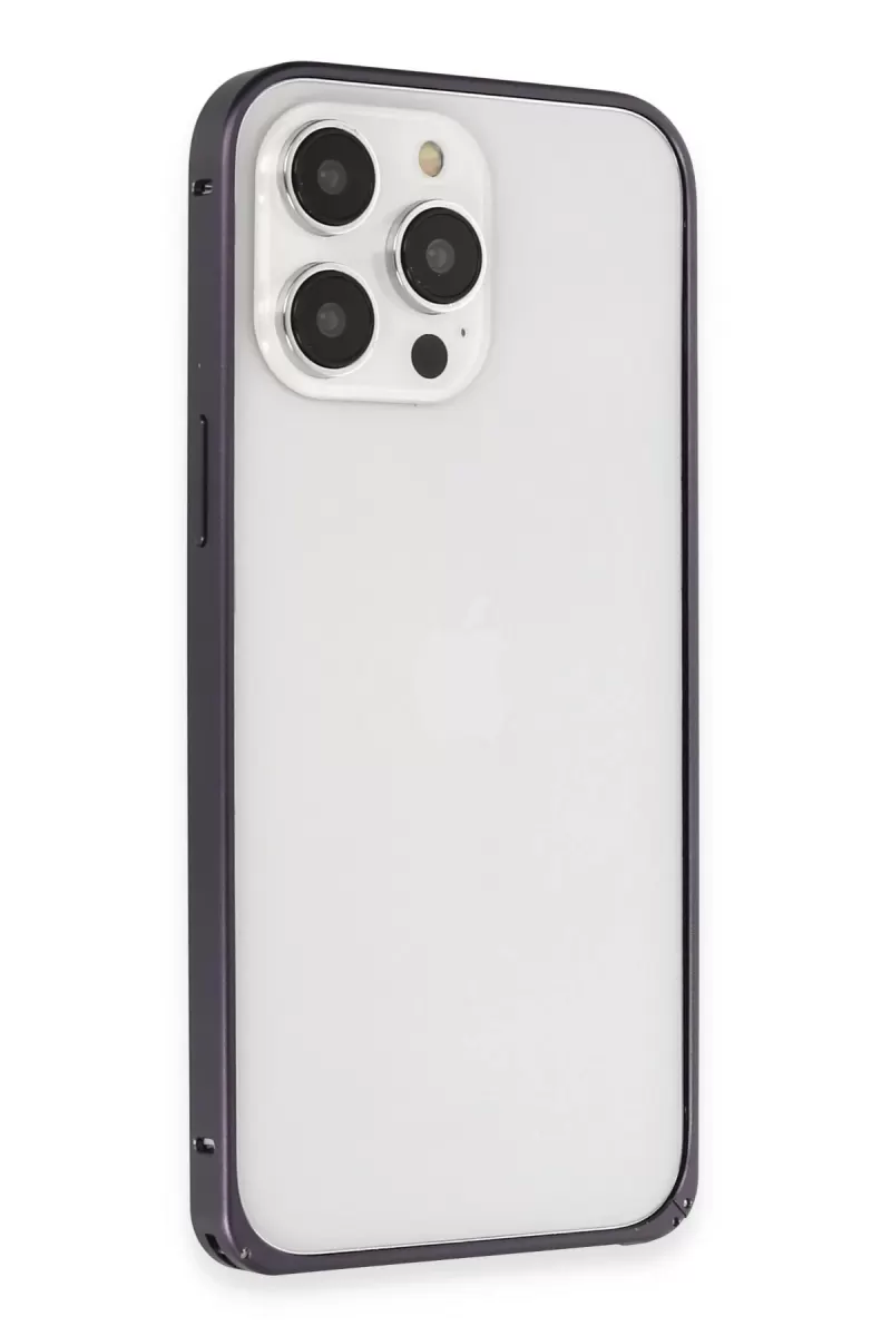 Joko Apple iPhone 14 Pro Kılıf Metal Bumper Magneticsafe Kapak - Derin Mor