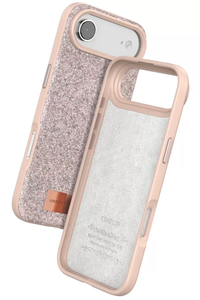 Onegif Apple iPhone 17 Air Bright Simli Kapak - Pembe