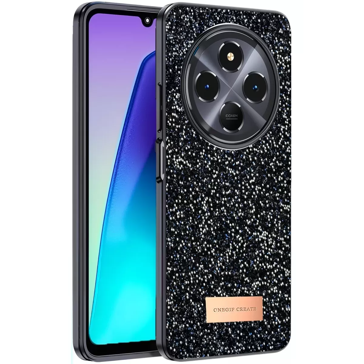 Onegif Xiaomi Redmi 14C Bright Simli Kapak - Siyah