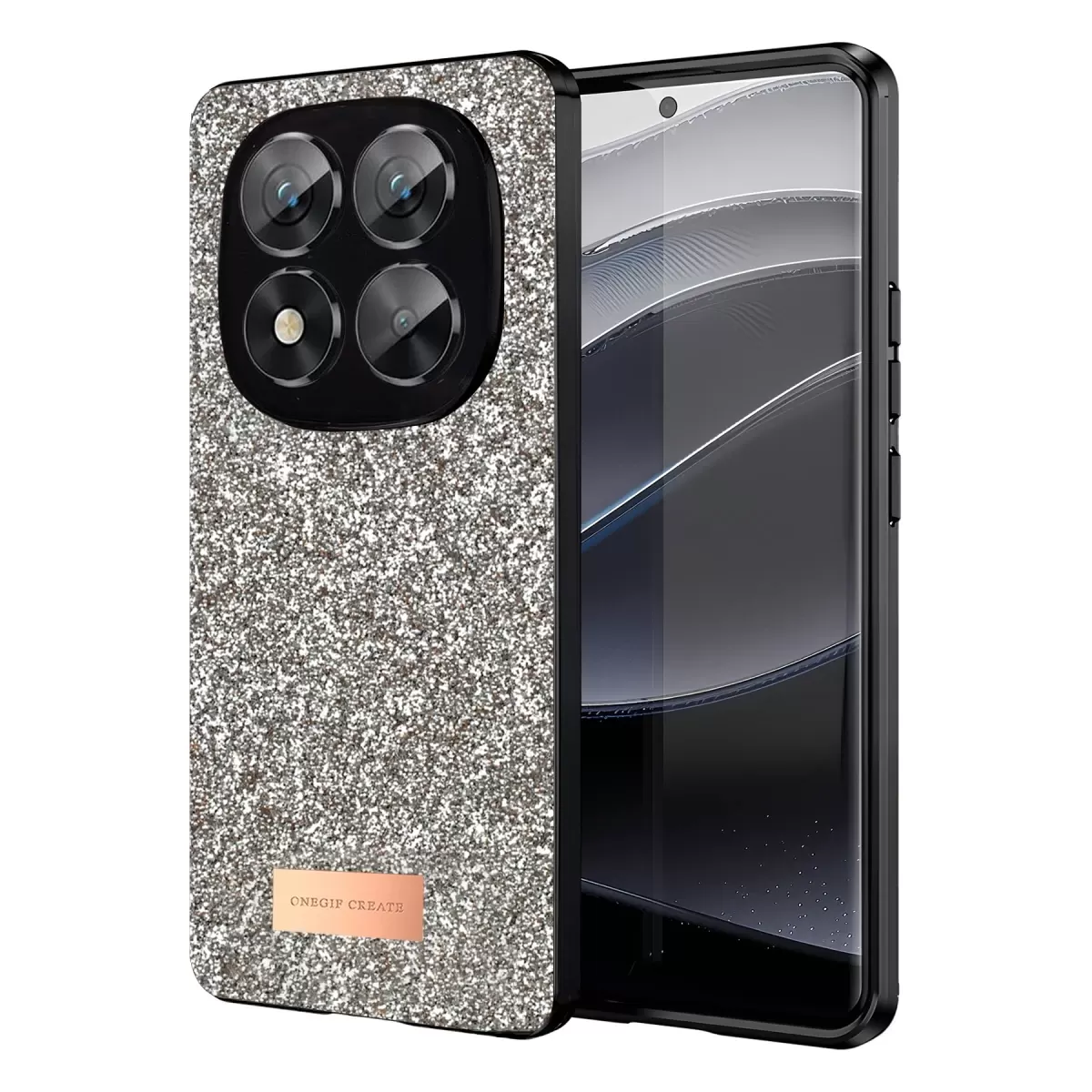 Onegif Xiaomi Redmi Note 14 Pro 5G Bright Simli Kapak - Gold