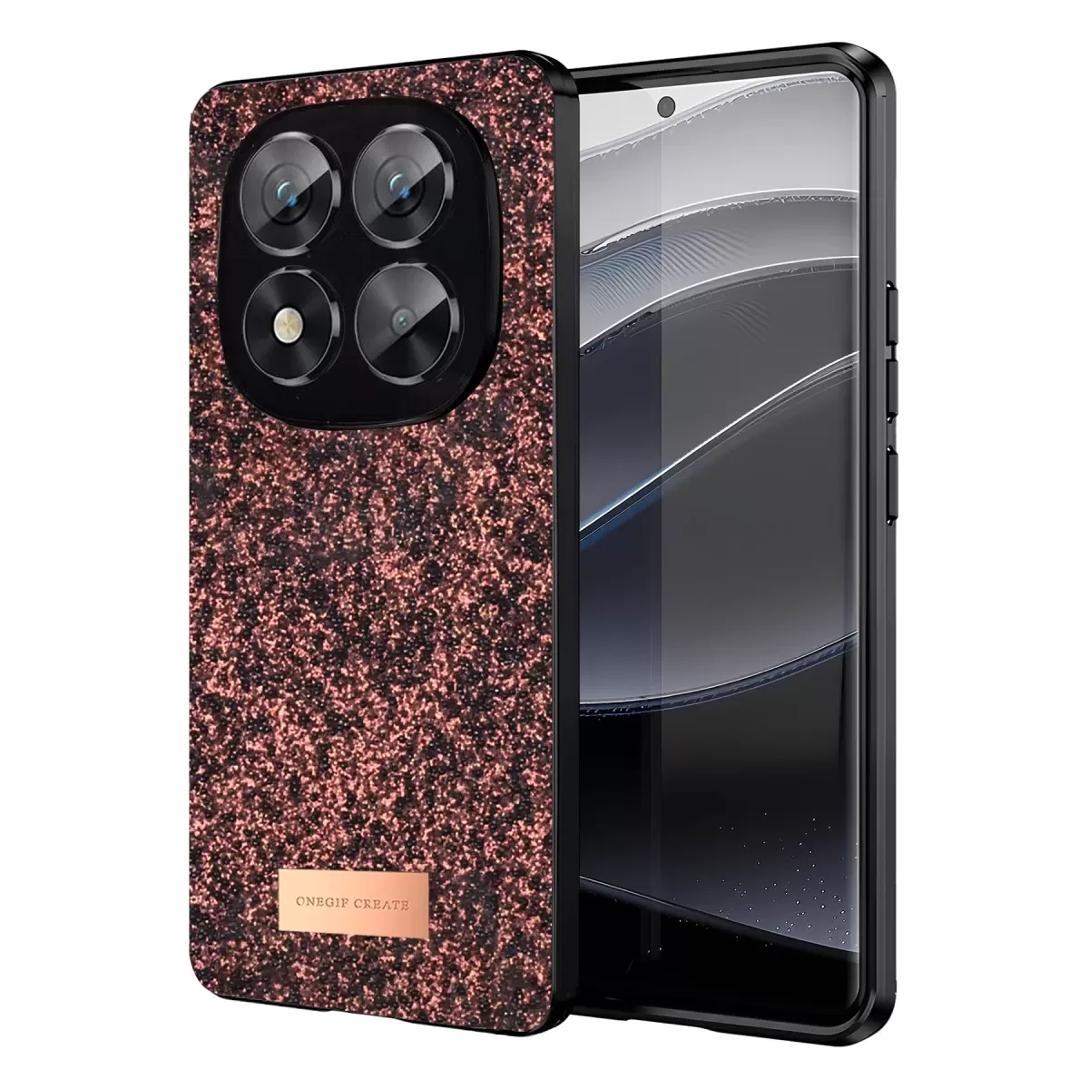 Onegif Xiaomi Redmi Note 14 Pro 5G Bright Simli Kapak - Derin Mor