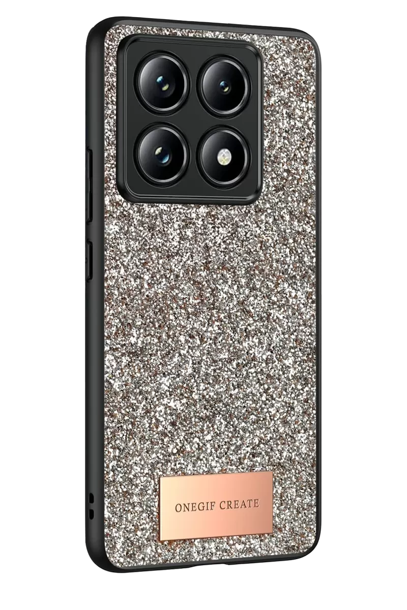 Onegif Xiaomi Mi 14T Pro Bright Simli Kapak - Gold