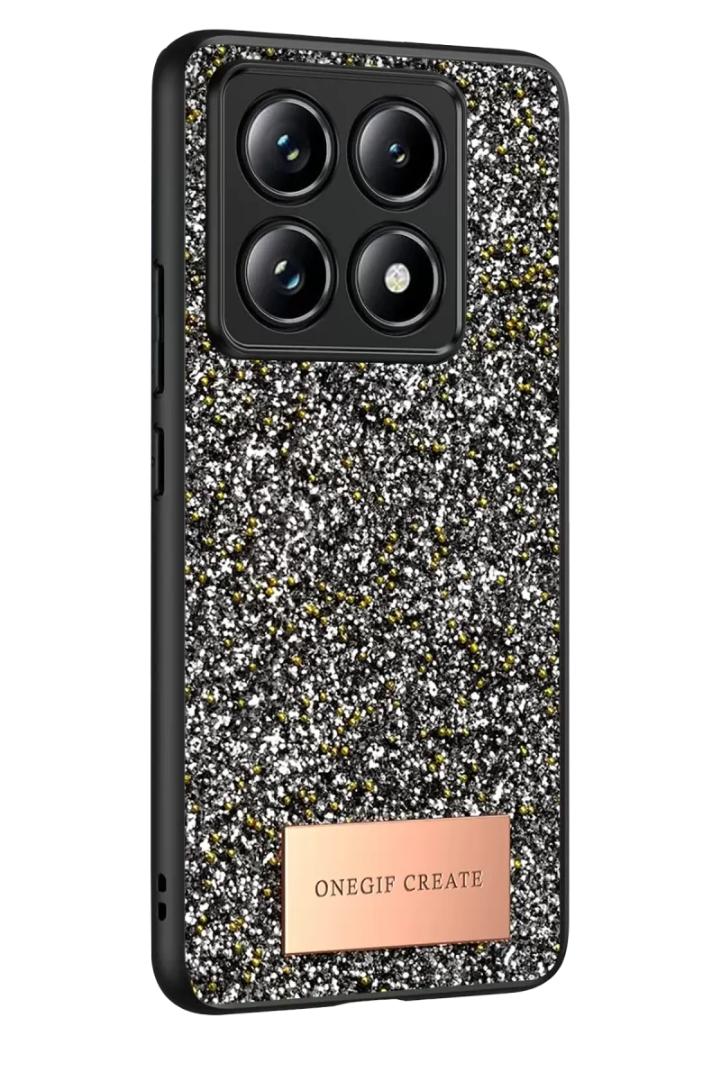 Onegif Xiaomi Mi 14T Pro Bright Simli Kapak - Gümüş