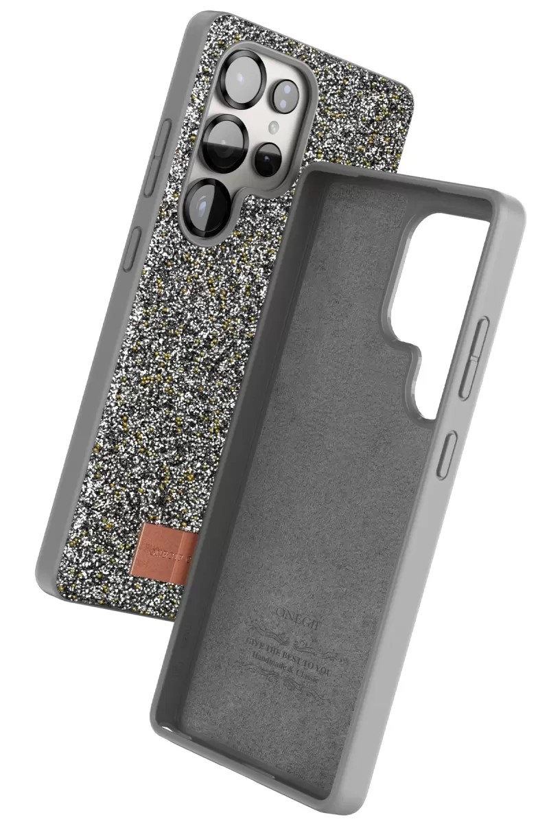 Onegif Samsung Galaxy S25 Ultra Bright Simli Kapak - Gümüş