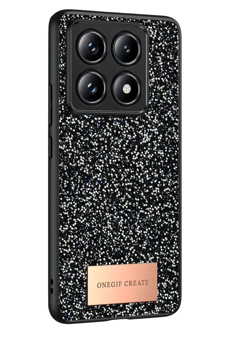 Onegif Xiaomi Mi 14T Pro Bright Simli Kapak - Siyah
