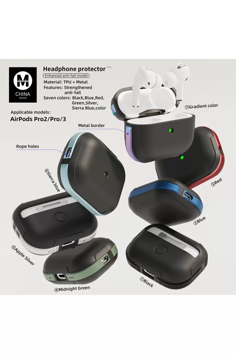 Movenchy Apple Airpods Pro 2 (2.nesil) MO-A8 Armor Kılıf - Lacivert