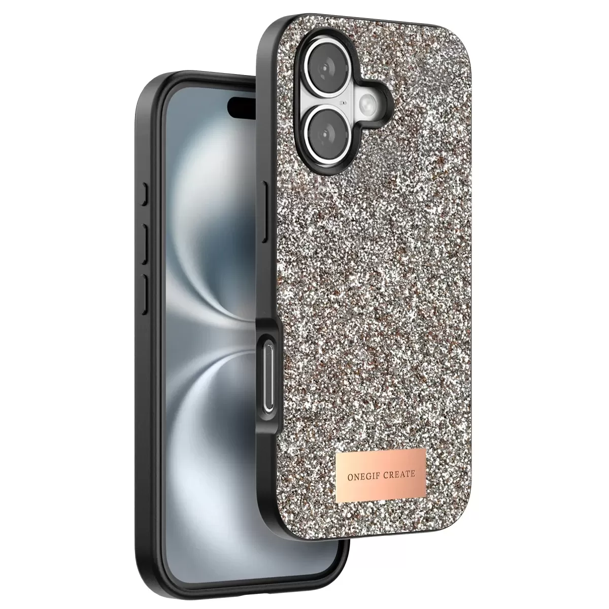 Onegif Apple iPhone 16 Plus Bright Simli Kapak - Gold