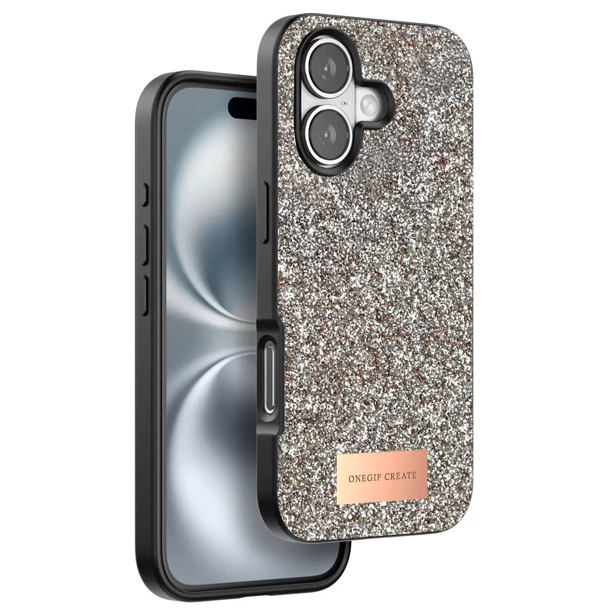 Onegif Apple iPhone 16 Plus Bright Simli Kapak - Gold