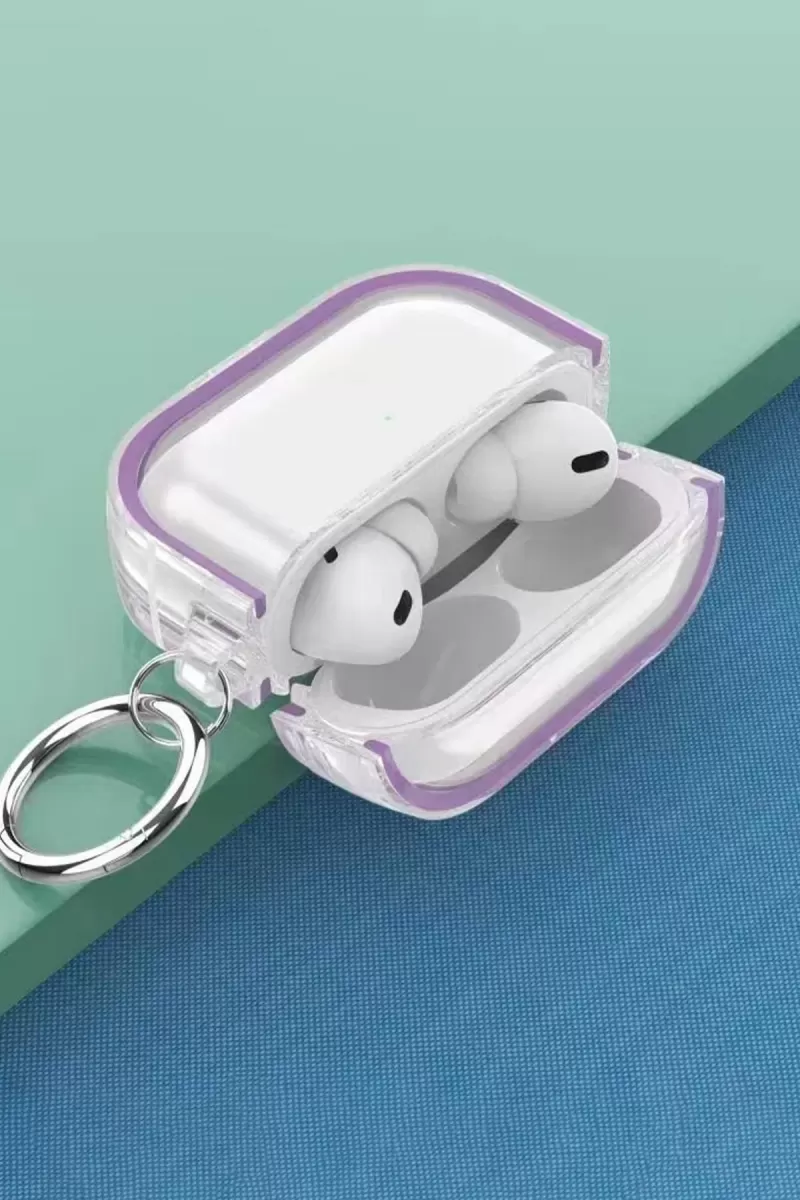 Movenchy Apple Airpods Pro 2 (2.nesil) Shiny Şeffaf Kılıf - Pembe