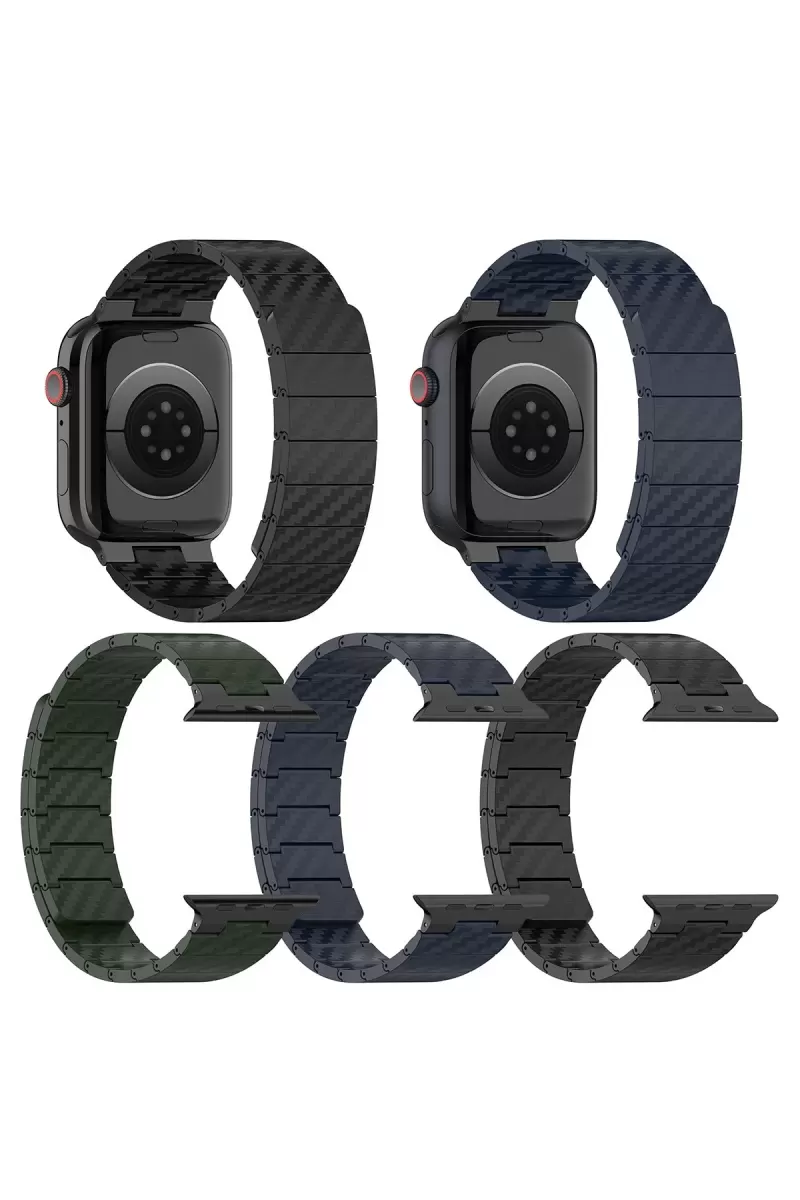 Movenchy Apple Watch 45mm Carbon Steel Kordon - Lacivert