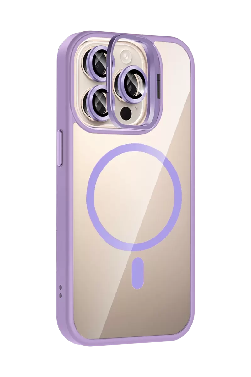 Joko Apple iPhone 15 Pro Max Remim Lensli Magsafe Standlı Kapak - Lila