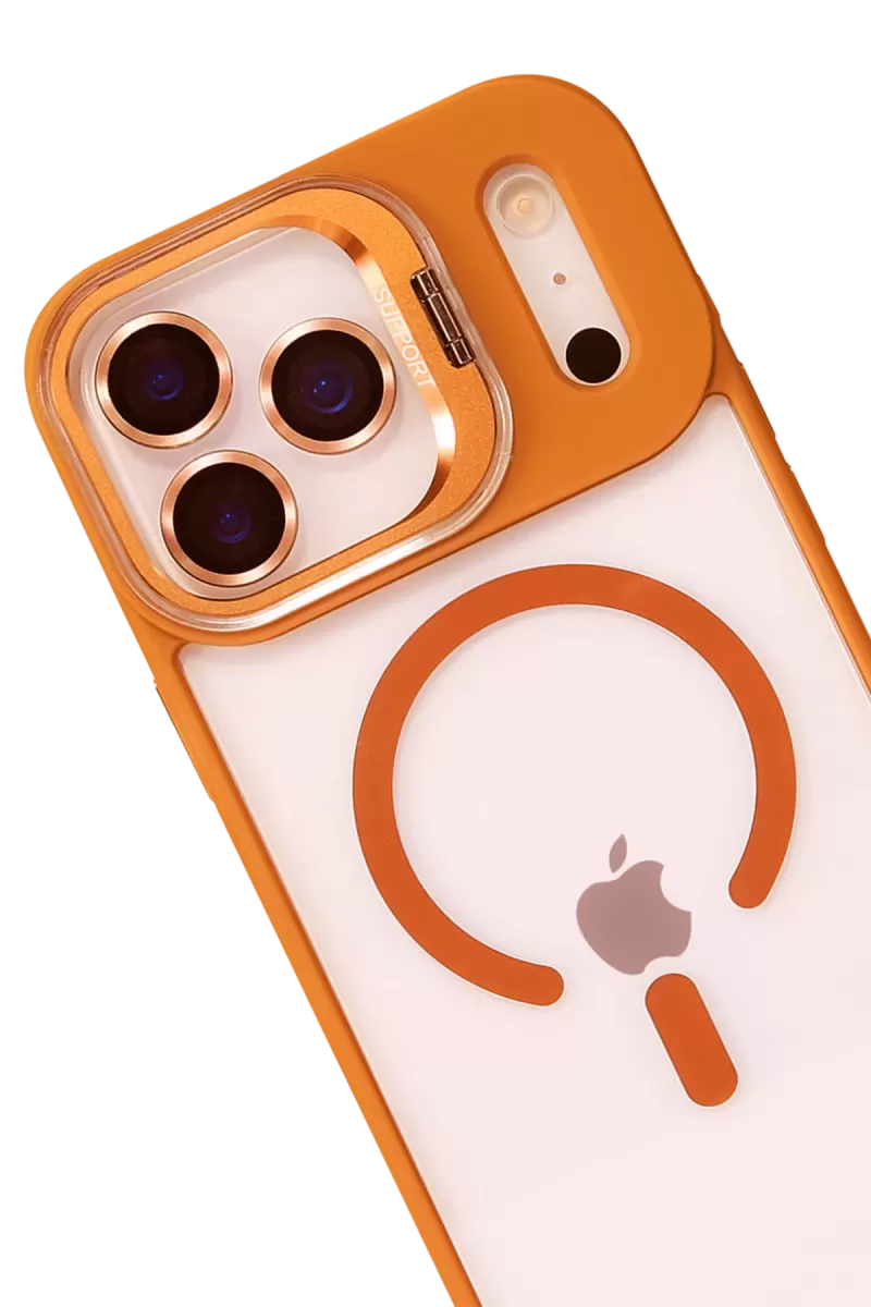 Joko Apple iPhone 17 Pro Max Remim Lensli Magsafe Standlı Kapak - Turuncu