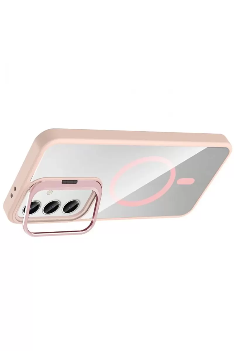 Joko Samsung Galaxy S24 FE Remim Lensli Magsafe Standlı Kapak - Pembe